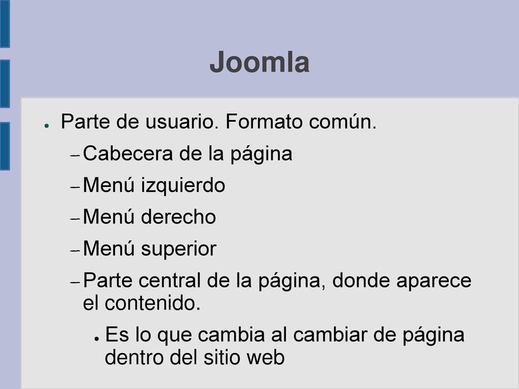 Joomla Parte de usuario. Formato común. Cabecera de la página