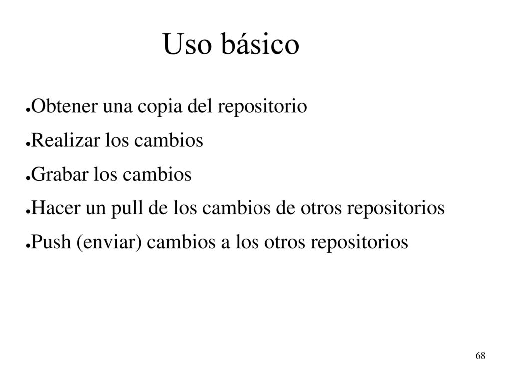 Uso básico Obtener una copia del repositorio Realizar los cambios