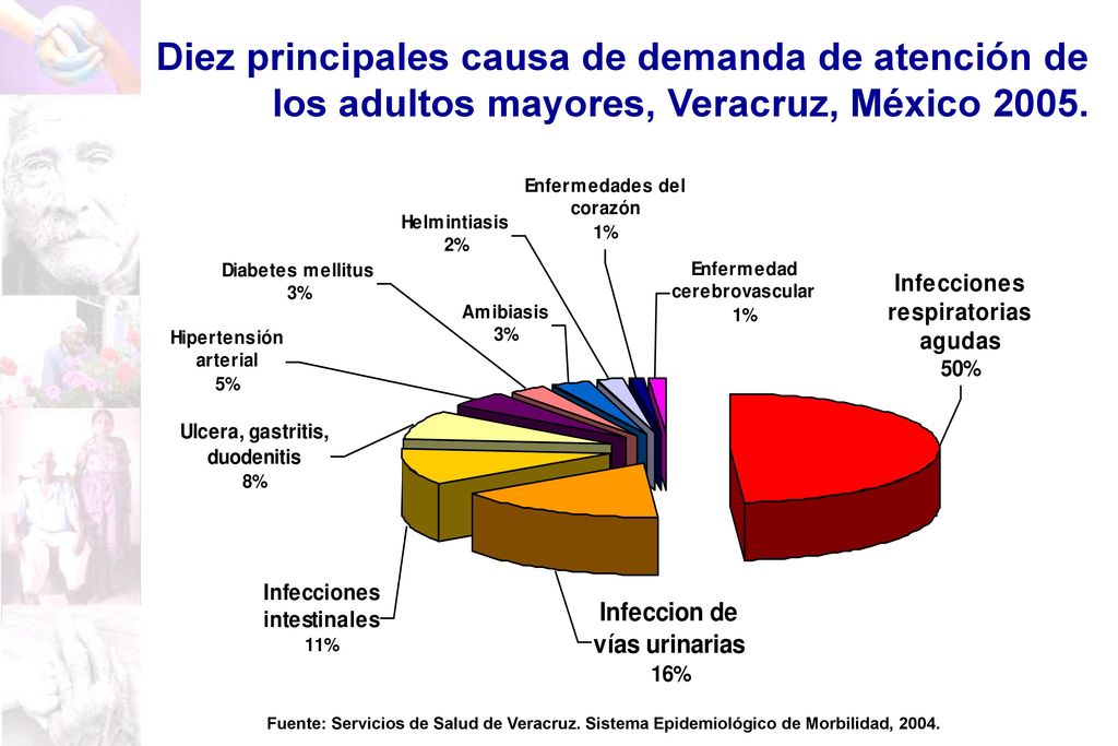 Diez principales causa de demanda de atención de los adultos mayores, Veracruz, México 2005.