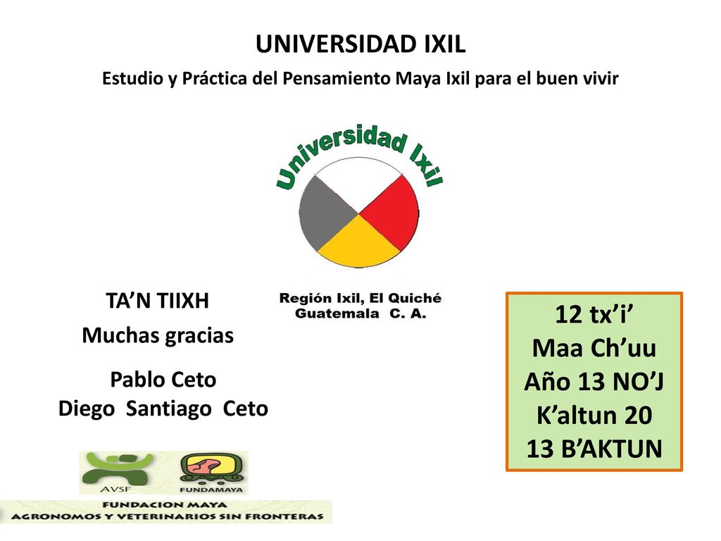 UNIVERSIDAD IXIL 12 tx’i’ Maa Ch’uu Año 13 NO’J K’altun B’AKTUN