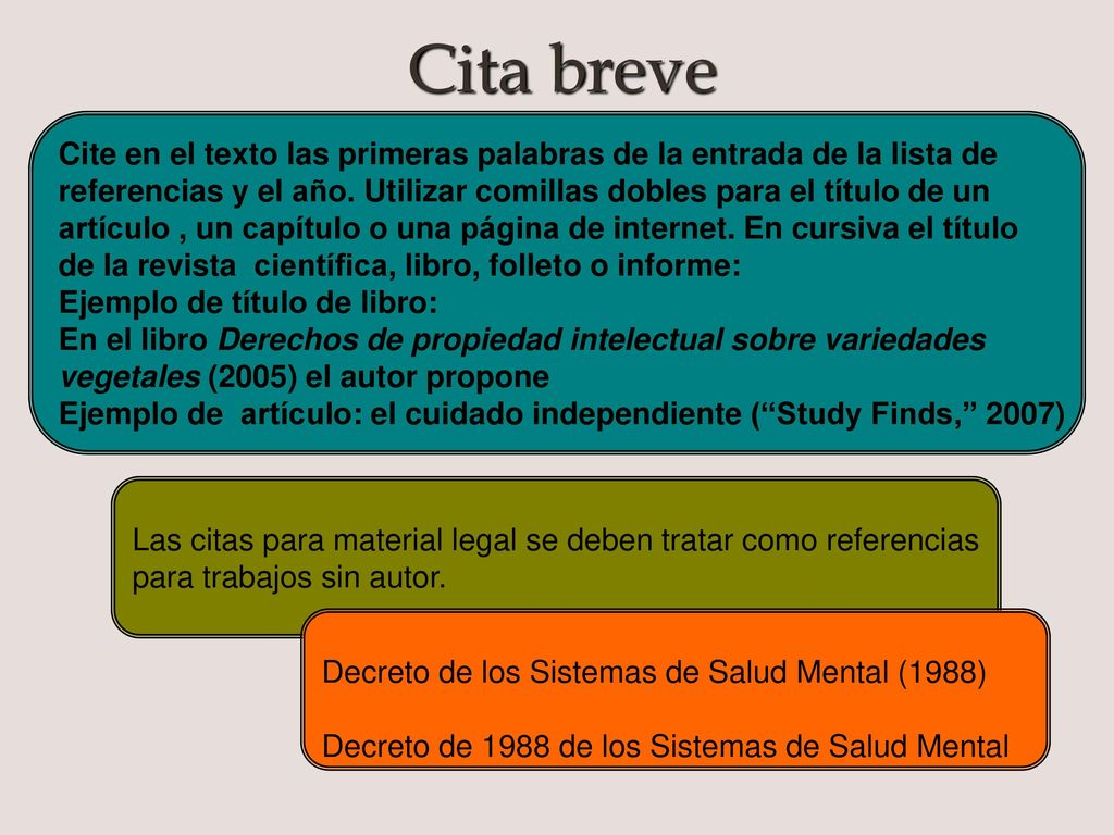 Cita breve Trabajos de autores no identificados o de autores anónimos