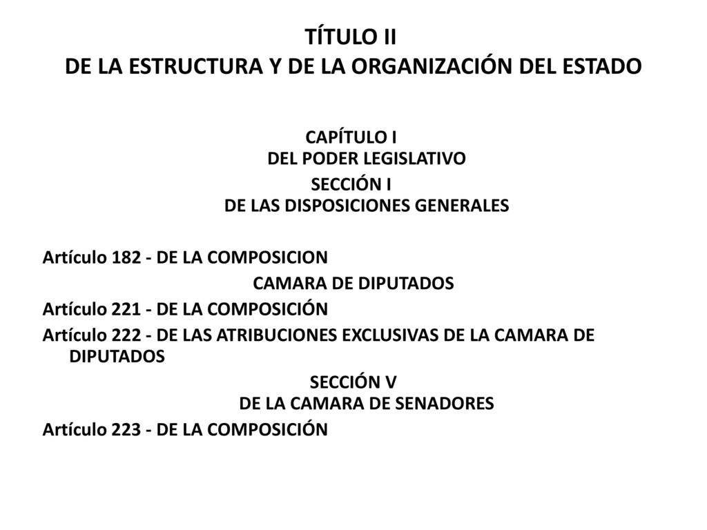 TÍTULO II DE LA ESTRUCTURA Y DE LA ORGANIZACIÓN DEL ESTADO