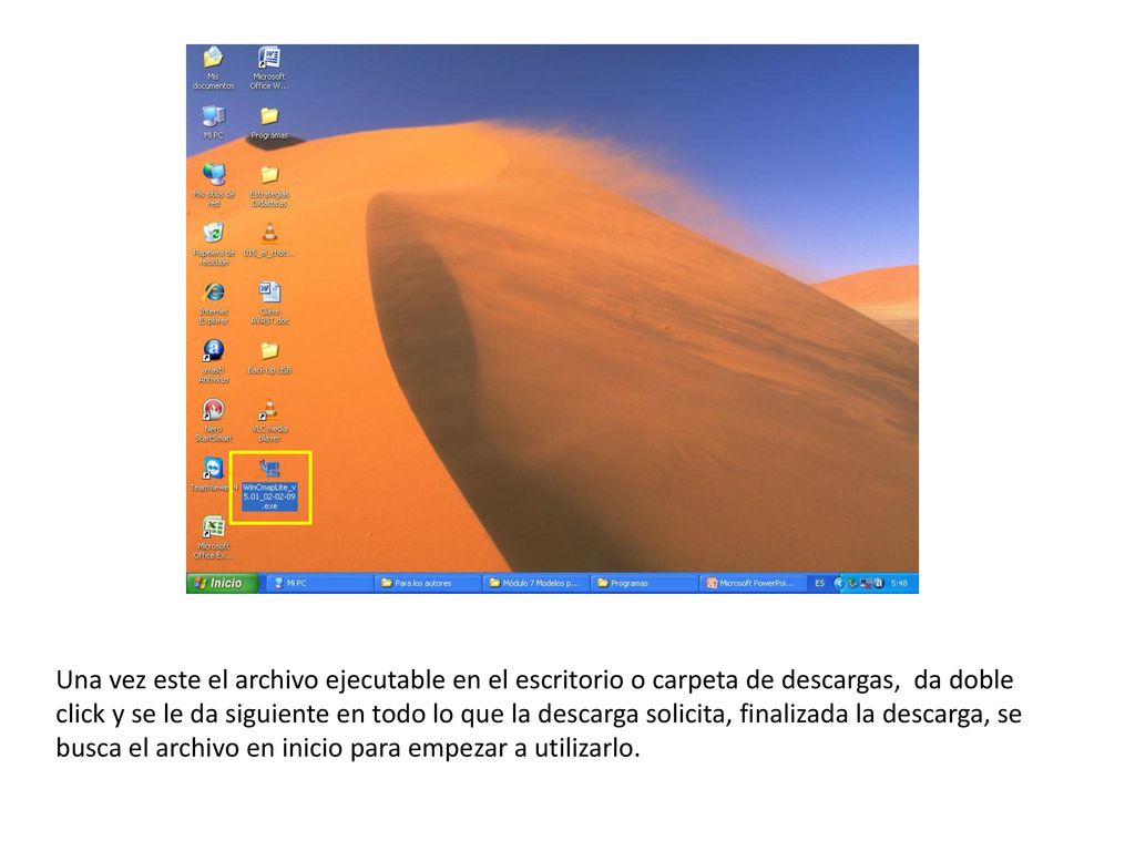 Una vez este el archivo ejecutable en el escritorio o carpeta de descargas, da doble click y se le da siguiente en todo lo que la descarga solicita, finalizada la descarga, se busca el archivo en inicio para empezar a utilizarlo.