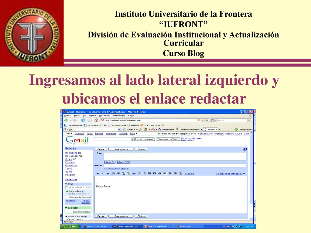 Ingresamos al lado lateral izquierdo y ubicamos el enlace redactar