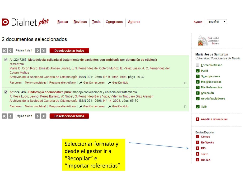Seleccionar formato y desde el gestor ir a Recopilar e Importar referencias