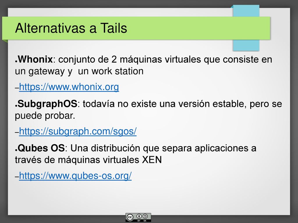 Alternativas a Tails Whonix: conjunto de 2 máquinas virtuales que consiste en un gateway y un work station.