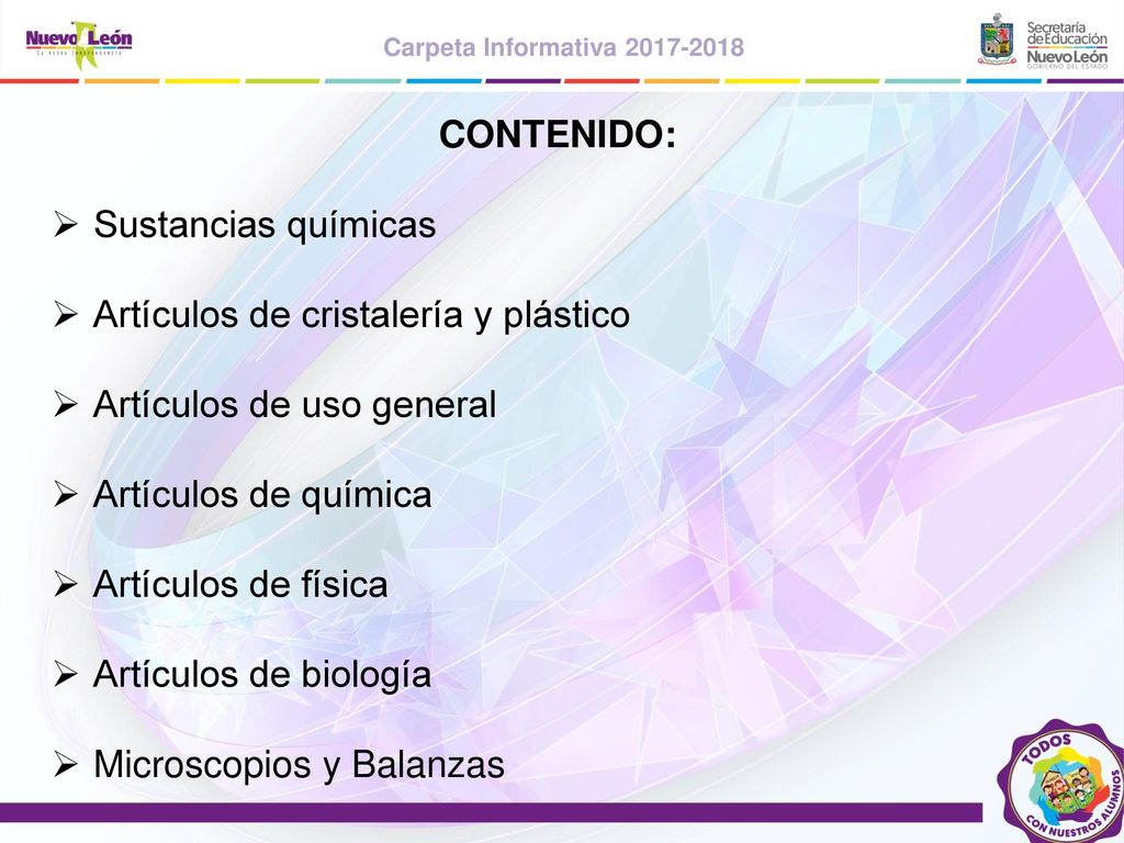 CONTENIDO: Sustancias químicas. Artículos de cristalería y plástico. Artículos de uso general. Artículos de química.