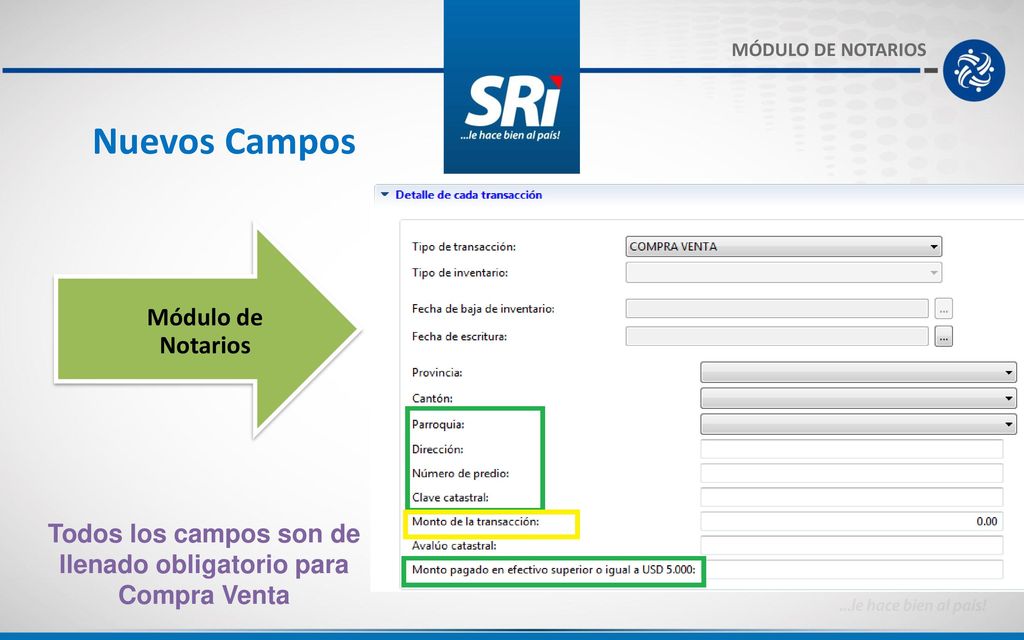 Todos los campos son de llenado obligatorio para Compra Venta