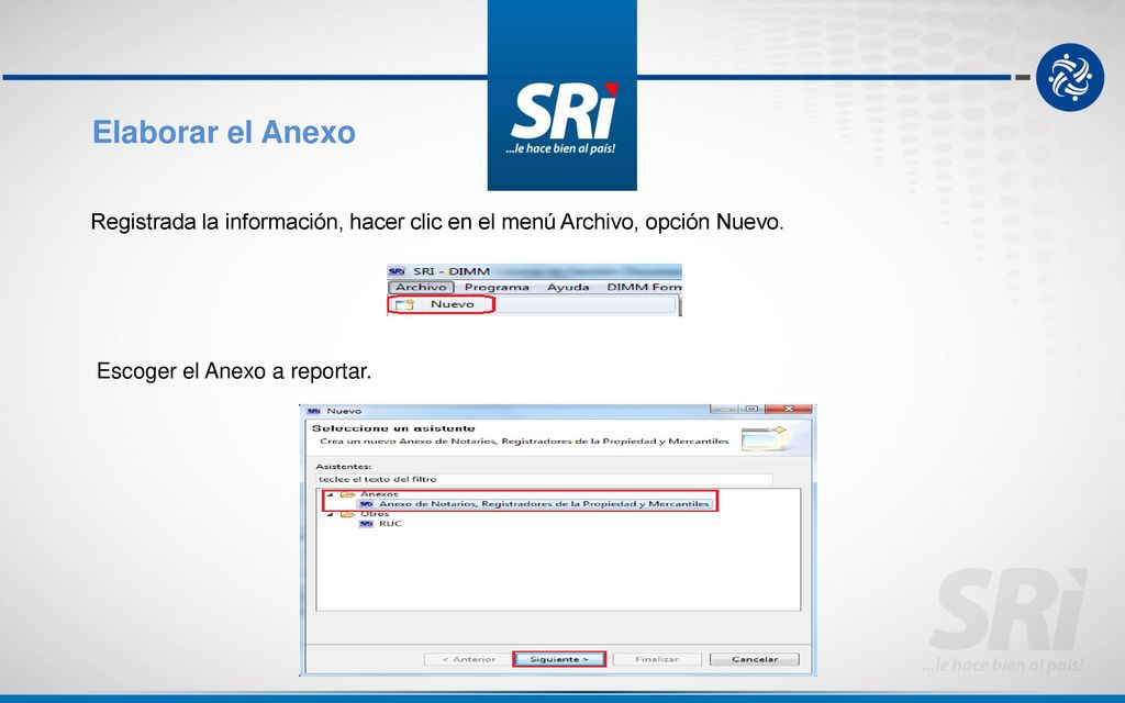 Elaborar el Anexo Registrada la información, hacer clic en el menú Archivo, opción Nuevo.