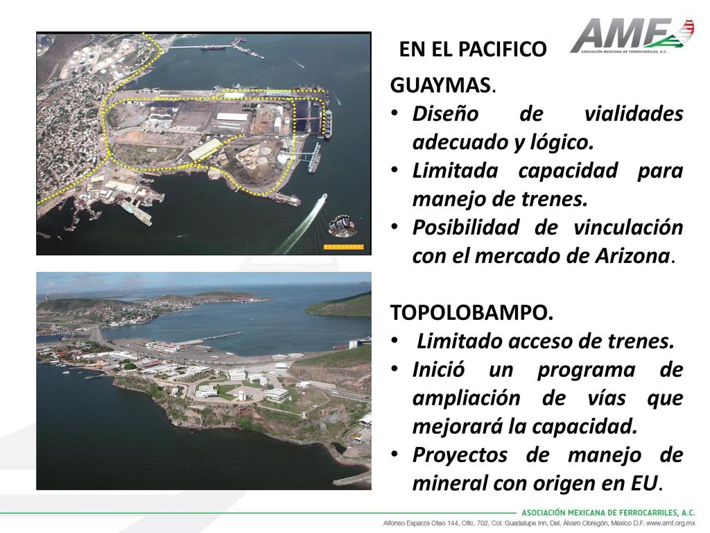 EN EL PACIFICO GUAYMAS. Diseño de vialidades adecuado y lógico. Limitada capacidad para manejo de trenes.
