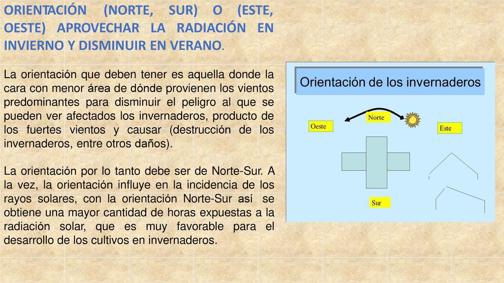 OESTE) APROVECHAR LA RADIACIÓN EN INVIERNO Y DISMINUIR EN VERANO.