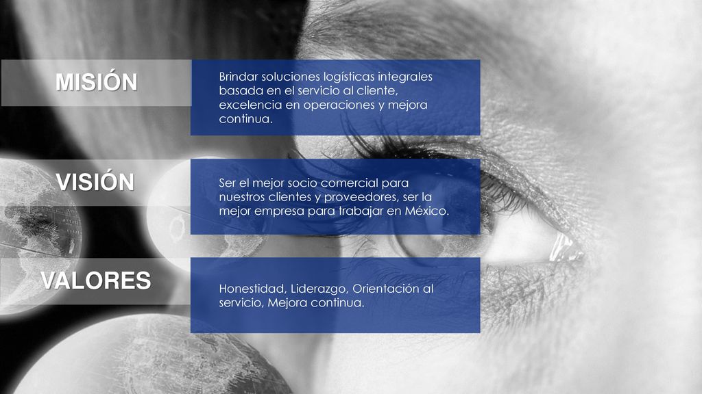 MISIÓN Brindar soluciones logísticas integrales basada en el servicio al cliente, excelencia en operaciones y mejora continua.