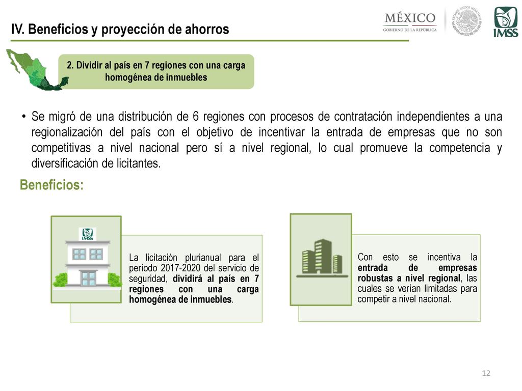 2. Dividir al país en 7 regiones con una carga homogénea de inmuebles