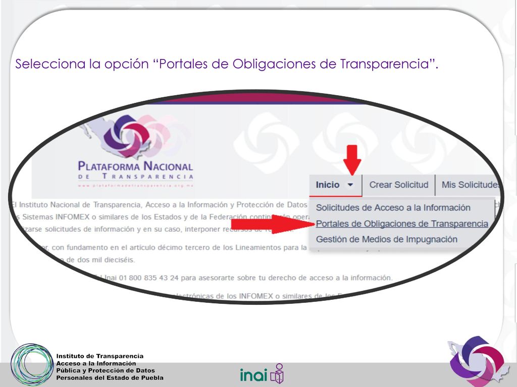 Selecciona la opción Portales de Obligaciones de Transparencia .