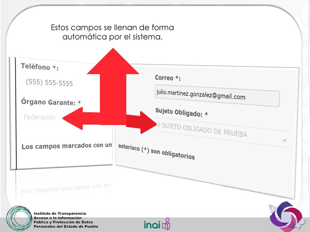 Estos campos se llenan de forma automática por el sistema.