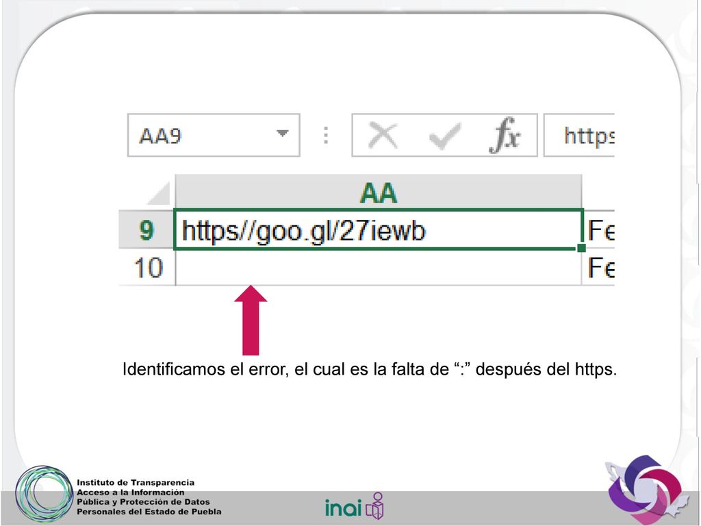 Identificamos el error, el cual es la falta de : después del https.