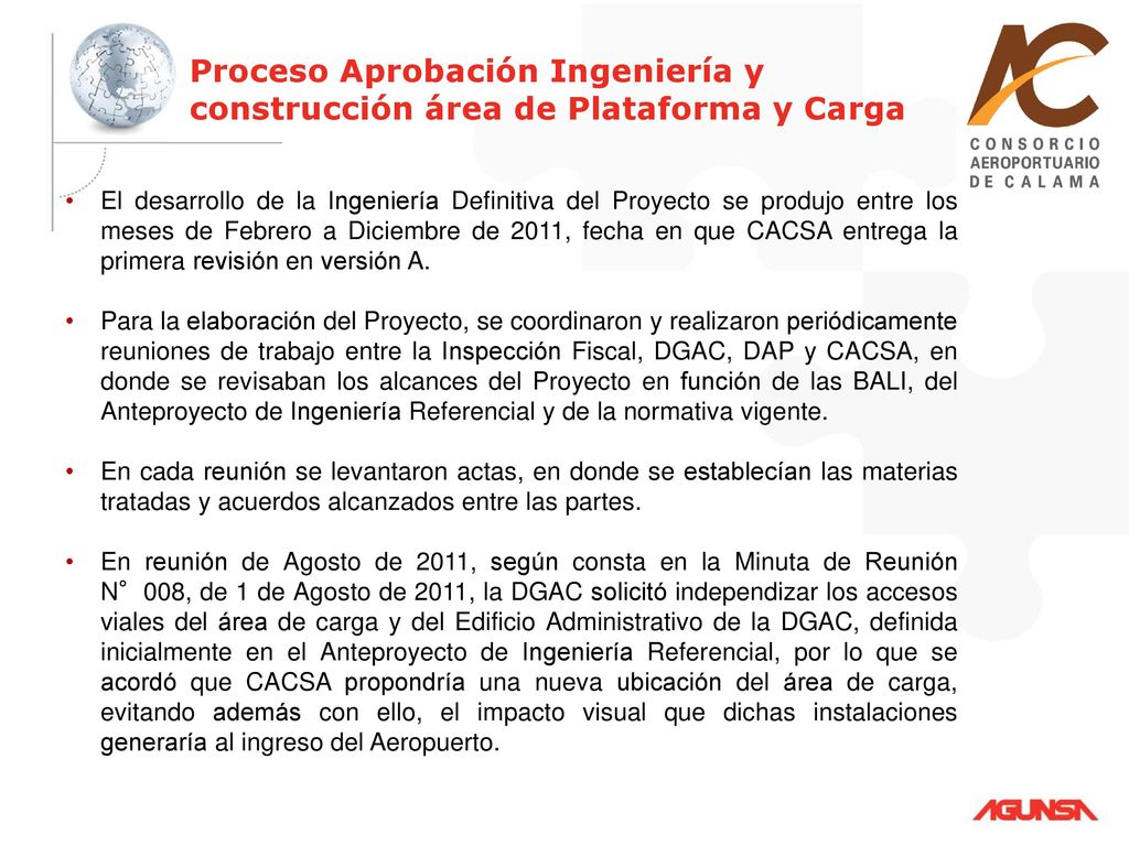 Proceso Aprobación Ingeniería y construcción área de Plataforma y Carga