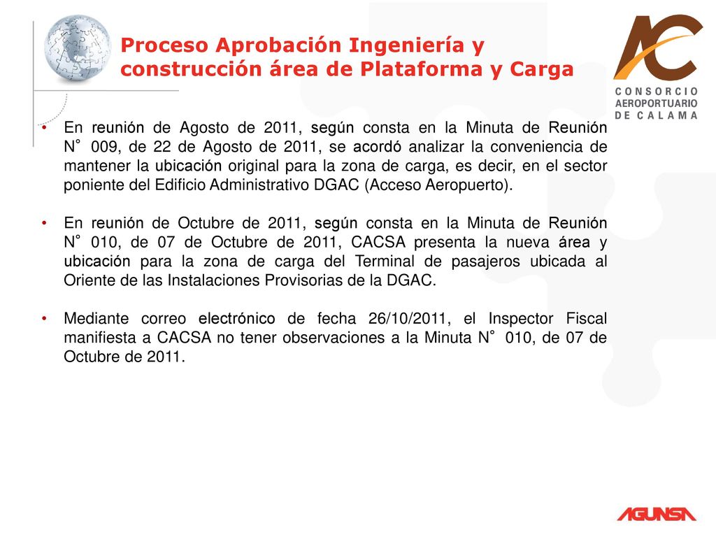 Proceso Aprobación Ingeniería y construcción área de Plataforma y Carga