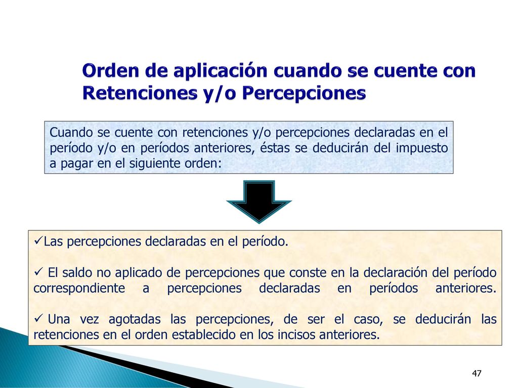 Orden de aplicación cuando se cuente con Retenciones y/o Percepciones