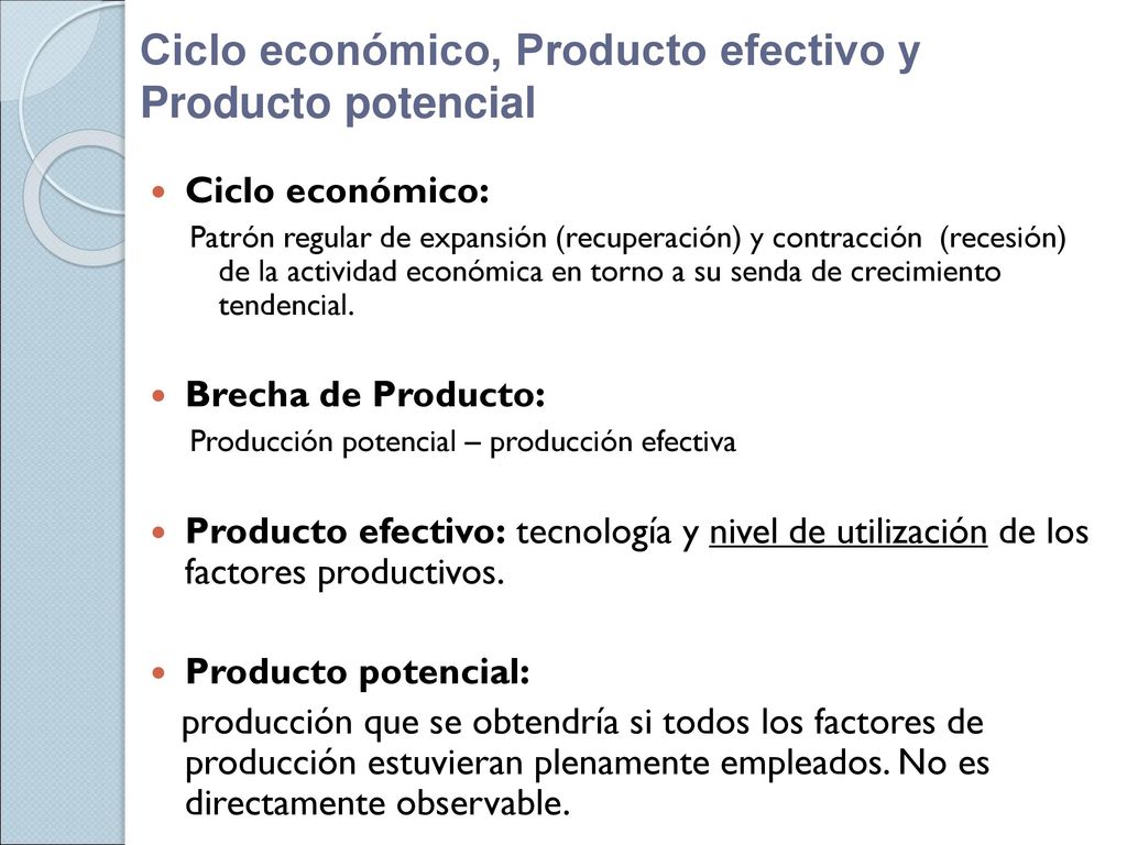 Ciclo económico, Producto efectivo y Producto potencial