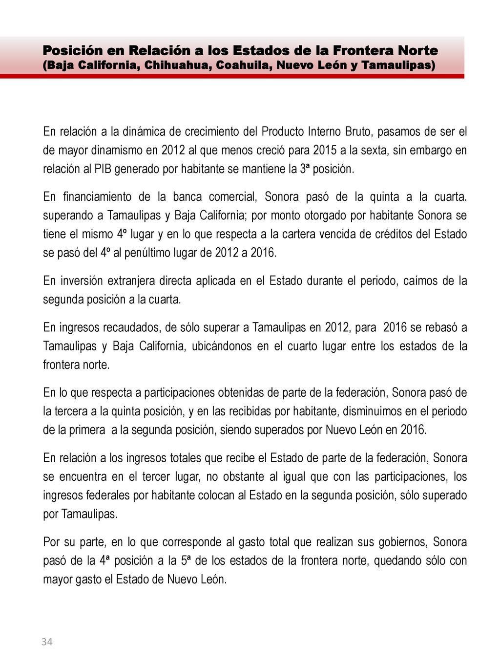 Posición en Relación a los Estados de la Frontera Norte