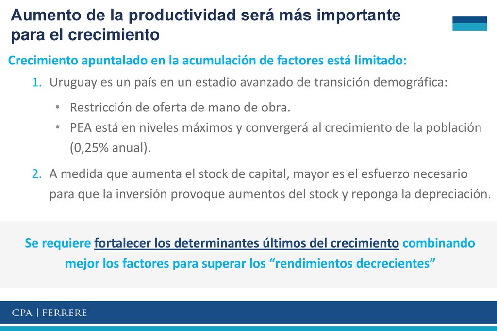Aumento de la productividad será más importante para el crecimiento