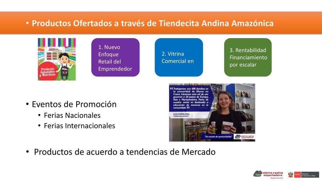 Productos Ofertados a través de Tiendecita Andina Amazónica