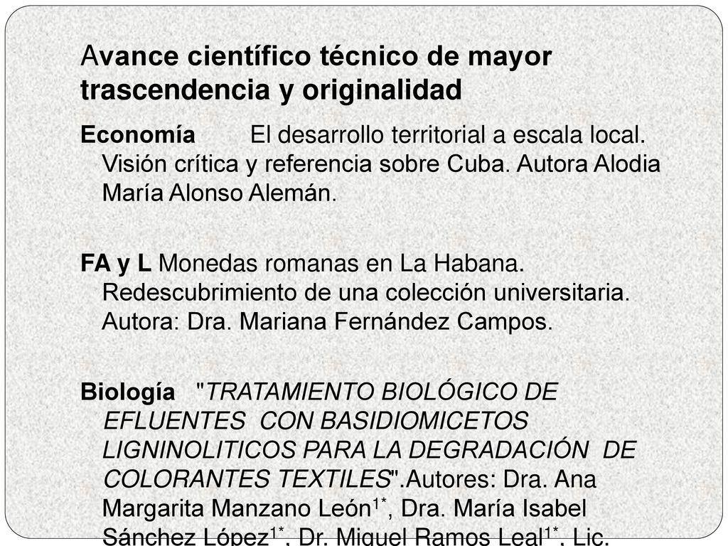 Avance científico técnico de mayor trascendencia y originalidad
