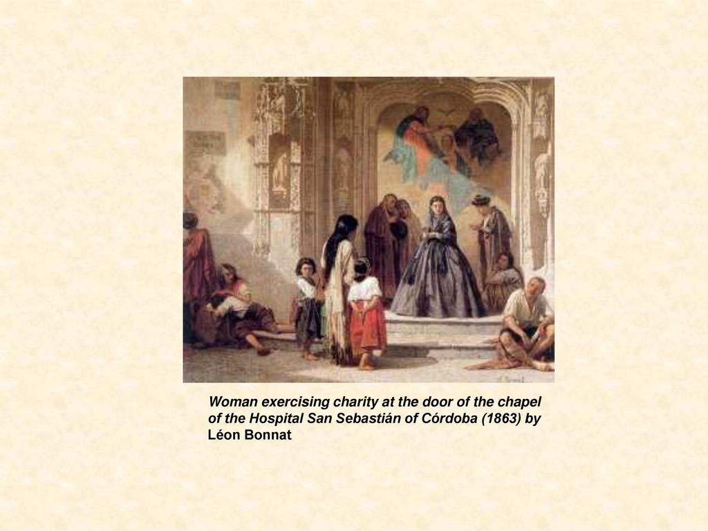 Woman exercising charity at the door of the chapel of the Hospital San Sebastián of Córdoba (1863) by Léon Bonnat