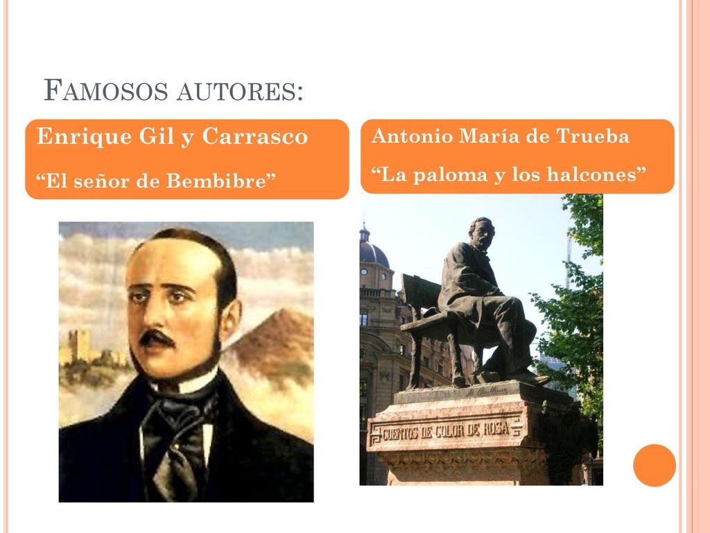 Famosos autores: Enrique Gil y Carrasco Antonio María de Trueba