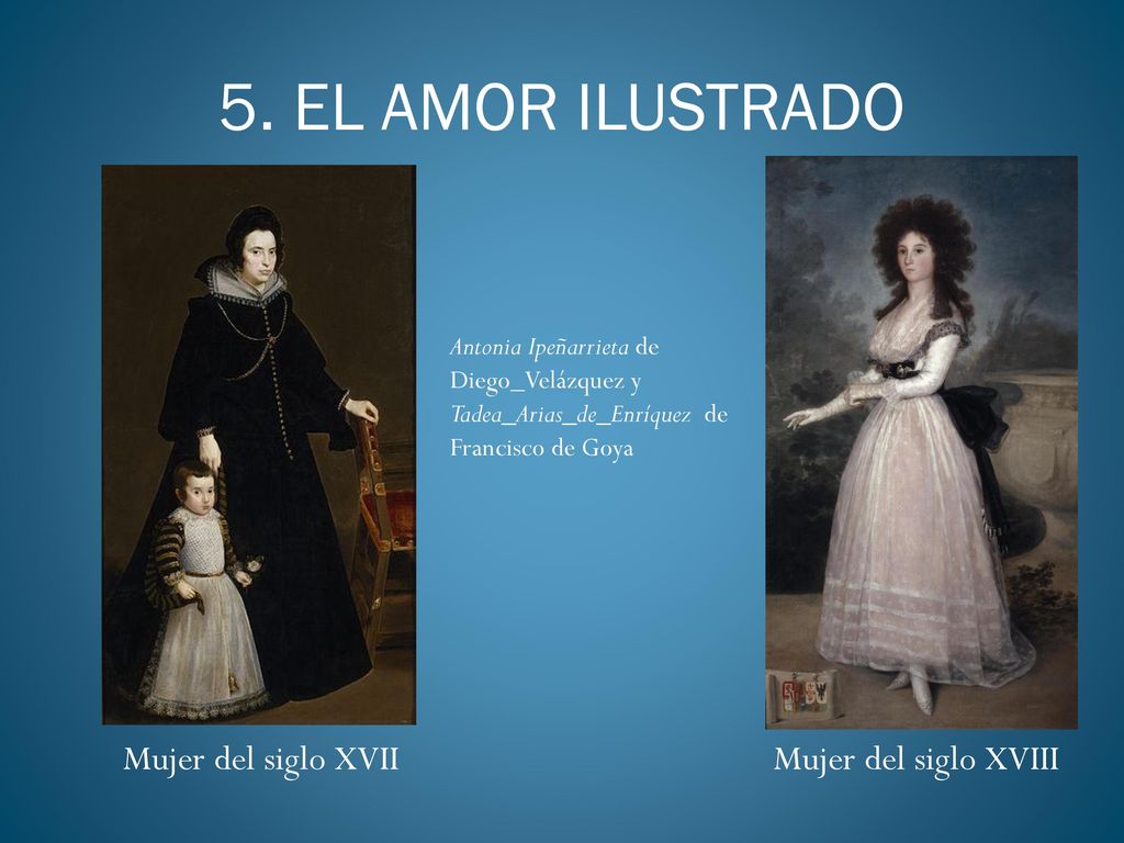 5. EL AMOR ILUSTRADO Mujer del siglo XVII Mujer del siglo XVIII