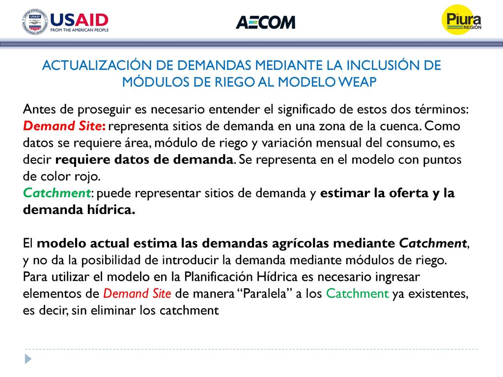 ACTUALIZACIÓN DE DEMANDAS MEDIANTE LA INCLUSIÓN DE MÓDULOS DE RIEGO AL MODELO WEAP