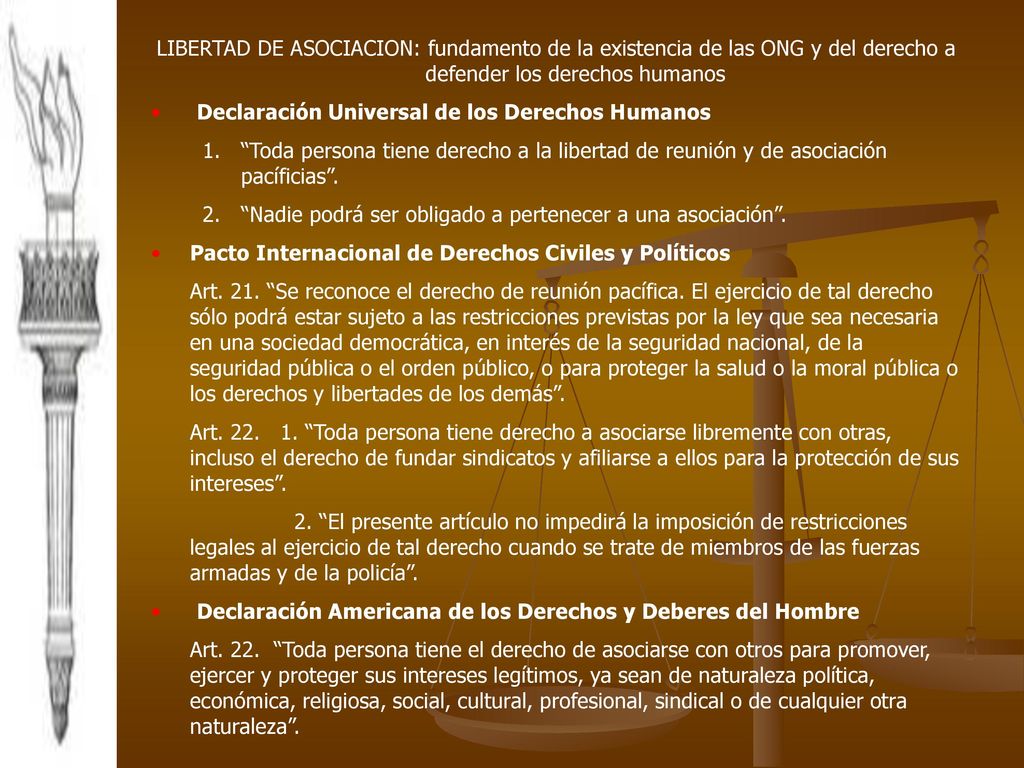 LIBERTAD DE ASOCIACION: fundamento de la existencia de las ONG y del derecho a defender los derechos humanos