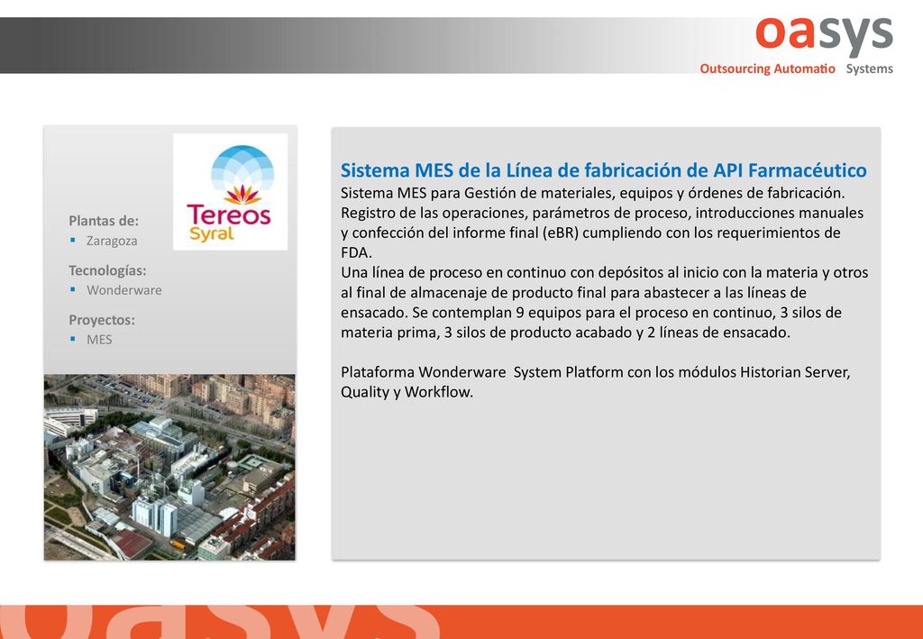 Sistema MES de la Línea de fabricación de API Farmacéutico