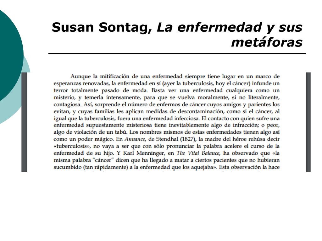 Susan Sontag, La enfermedad y sus metáforas