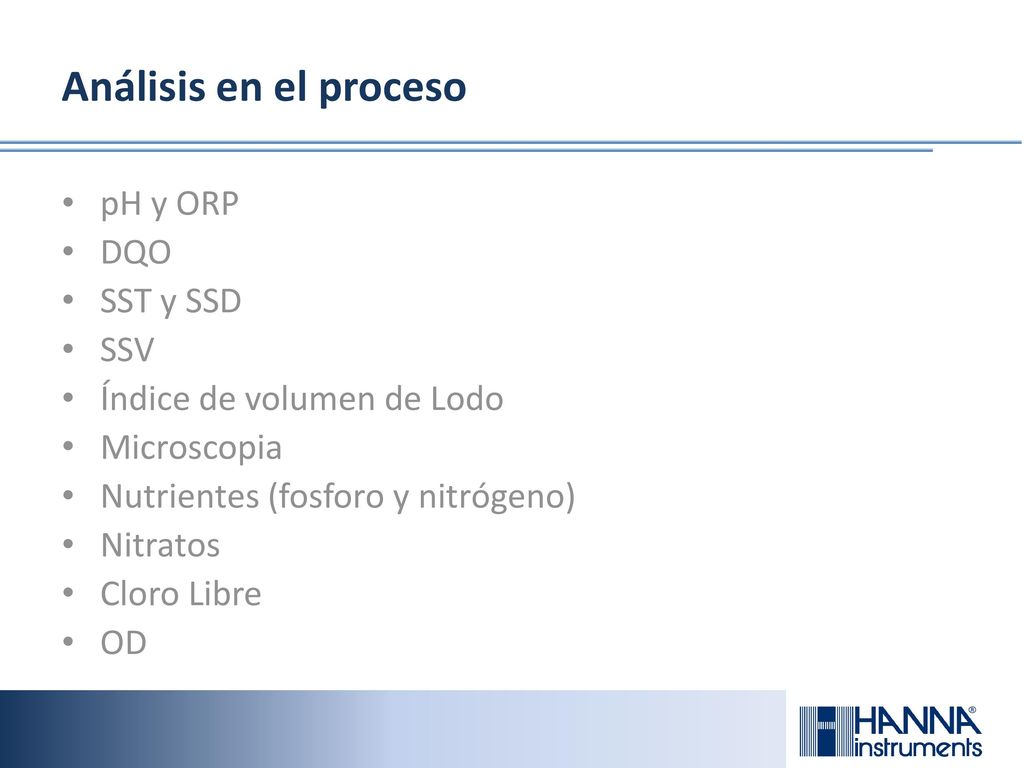 Análisis en el proceso pH y ORP DQO SST y SSD SSV