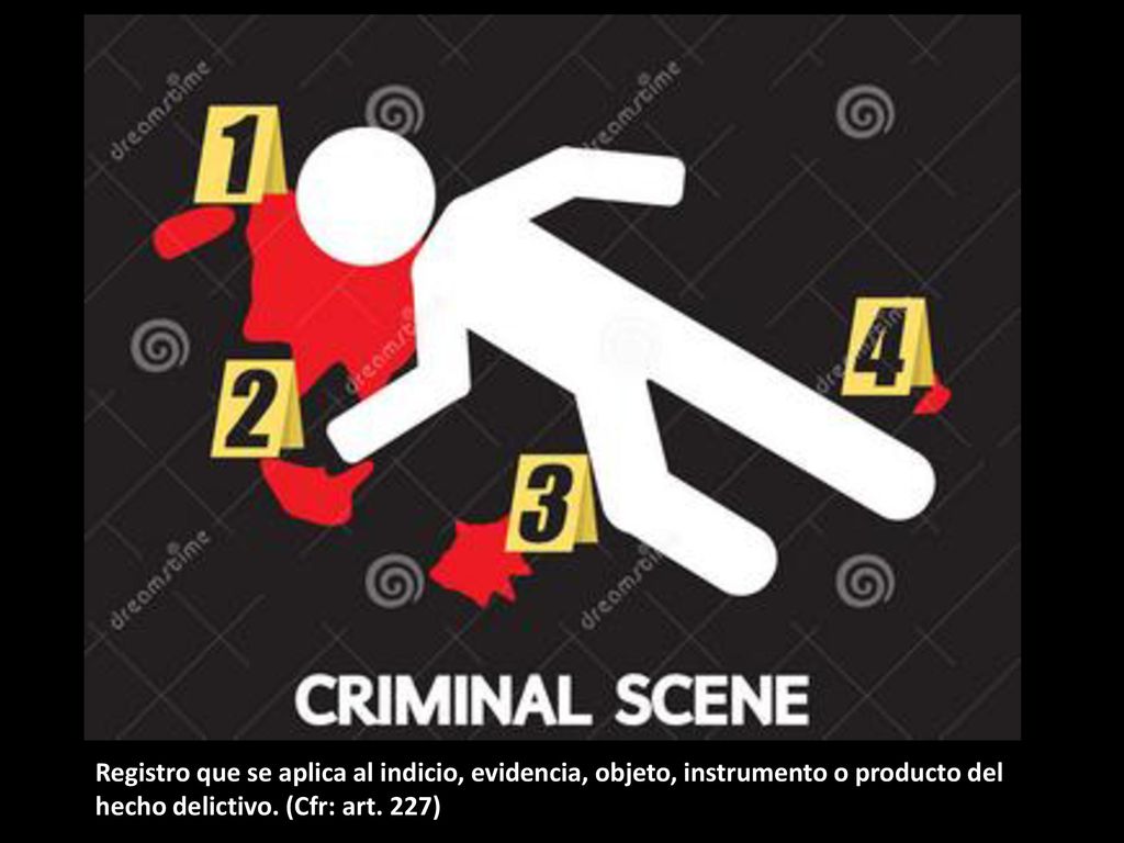 Registro que se aplica al indicio, evidencia, objeto, instrumento o producto del hecho delictivo.