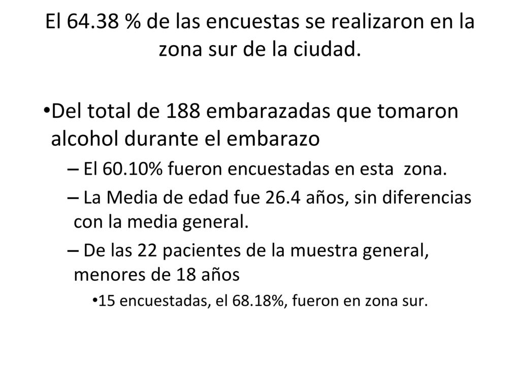 El % de las encuestas se realizaron en la zona sur de la ciudad.