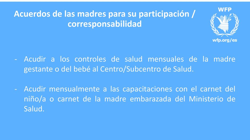 Acuerdos de las madres para su participación / corresponsabilidad