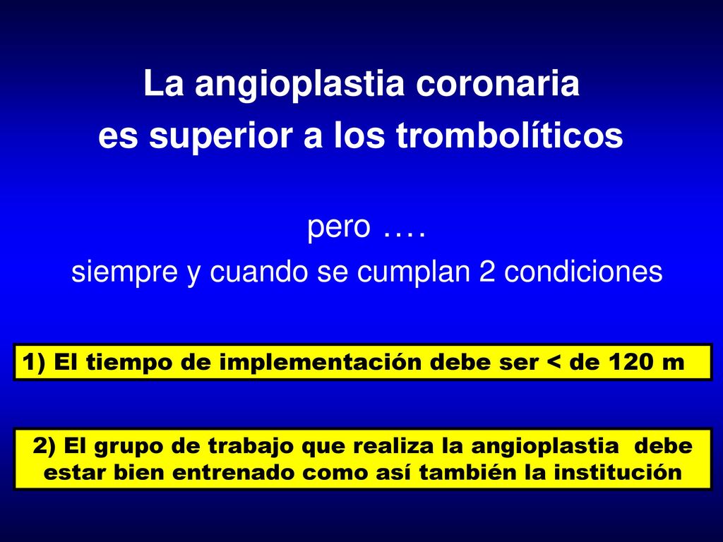 La angioplastia coronaria es superior a los trombolíticos