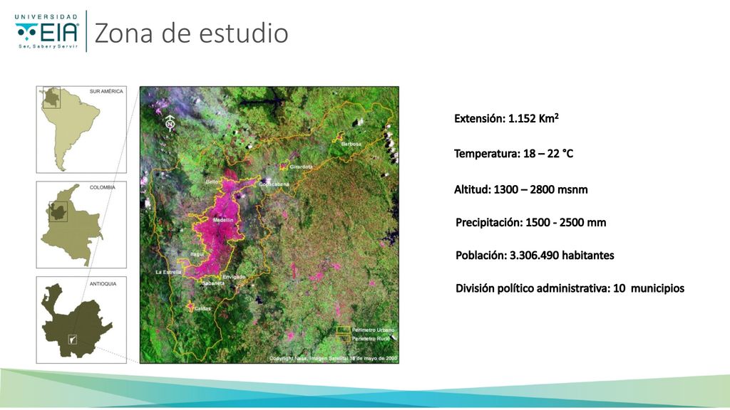 Zona de estudio Extensión: Km2 Temperatura: 18 – 22 °C
