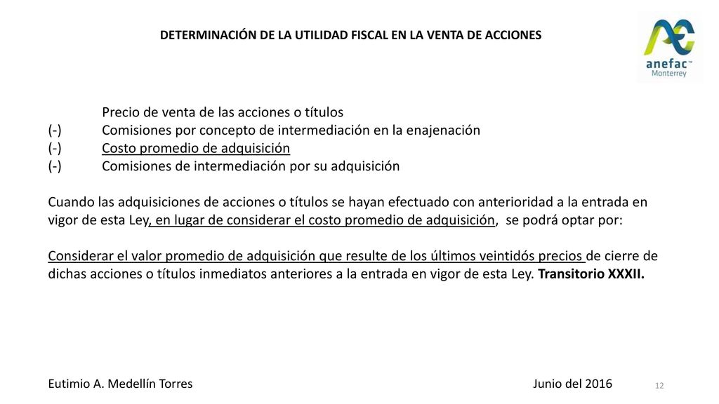 DETERMINACIÓN DE LA UTILIDAD FISCAL EN LA VENTA DE ACCIONES