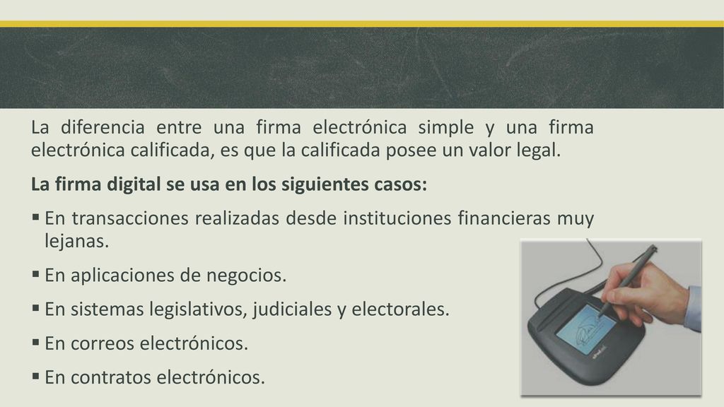 La diferencia entre una firma electrónica simple y una firma electrónica calificada, es que la calificada posee un valor legal.