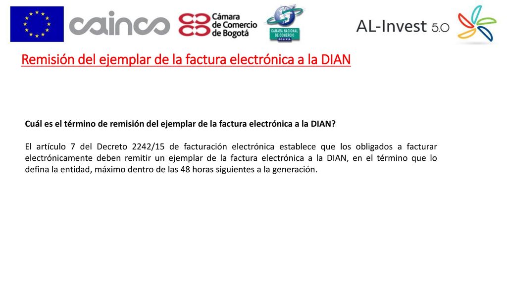 Remisión del ejemplar de la factura electrónica a la DIAN