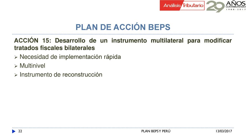 PLAN DE ACCIÓN BEPS ACCIÓN 15: Desarrollo de un instrumento multilateral para modificar tratados fiscales bilaterales.