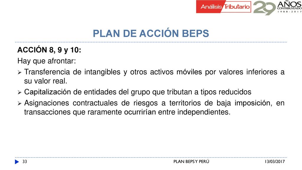 PLAN DE ACCIÓN BEPS ACCIÓN 8, 9 y 10: Hay que afrontar: