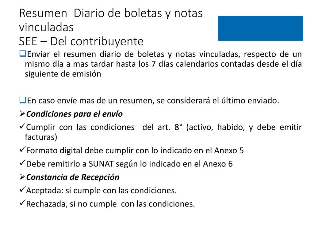 Resumen Diario de boletas y notas vinculadas SEE – Del contribuyente