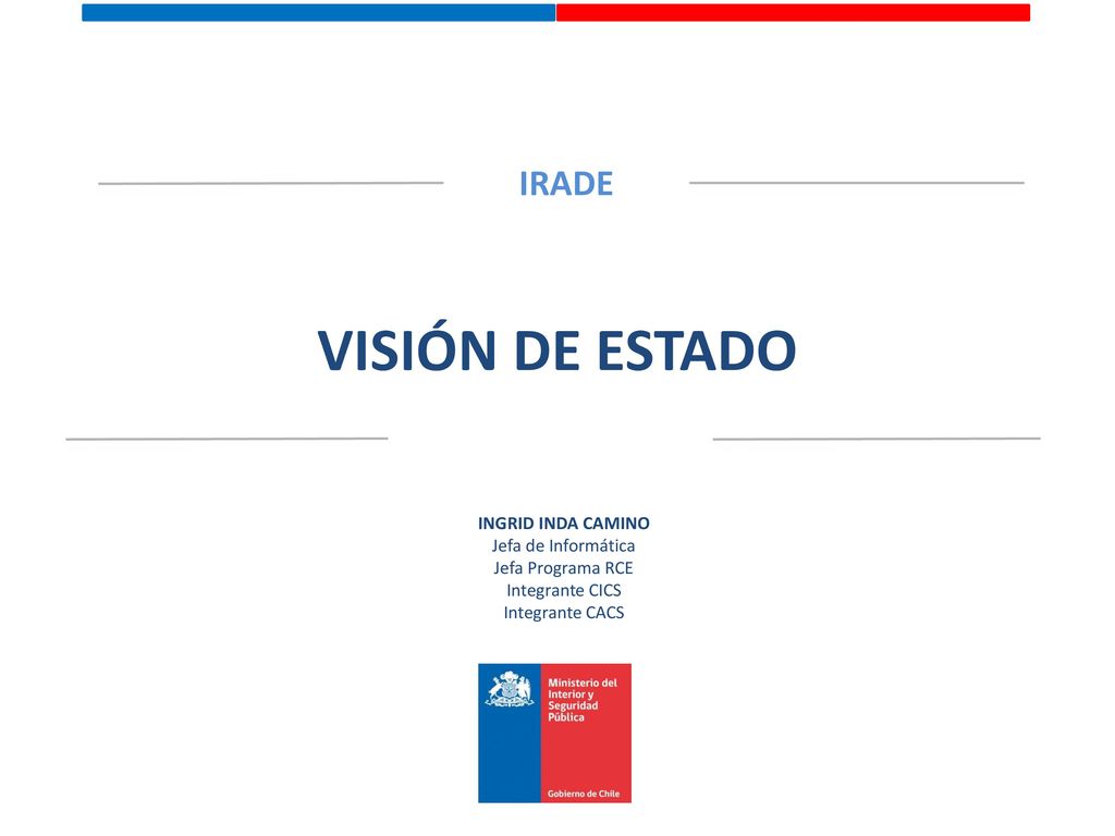 VISIÓN DE ESTADO IRADE INGRID INDA CAMINO Jefa de Informática