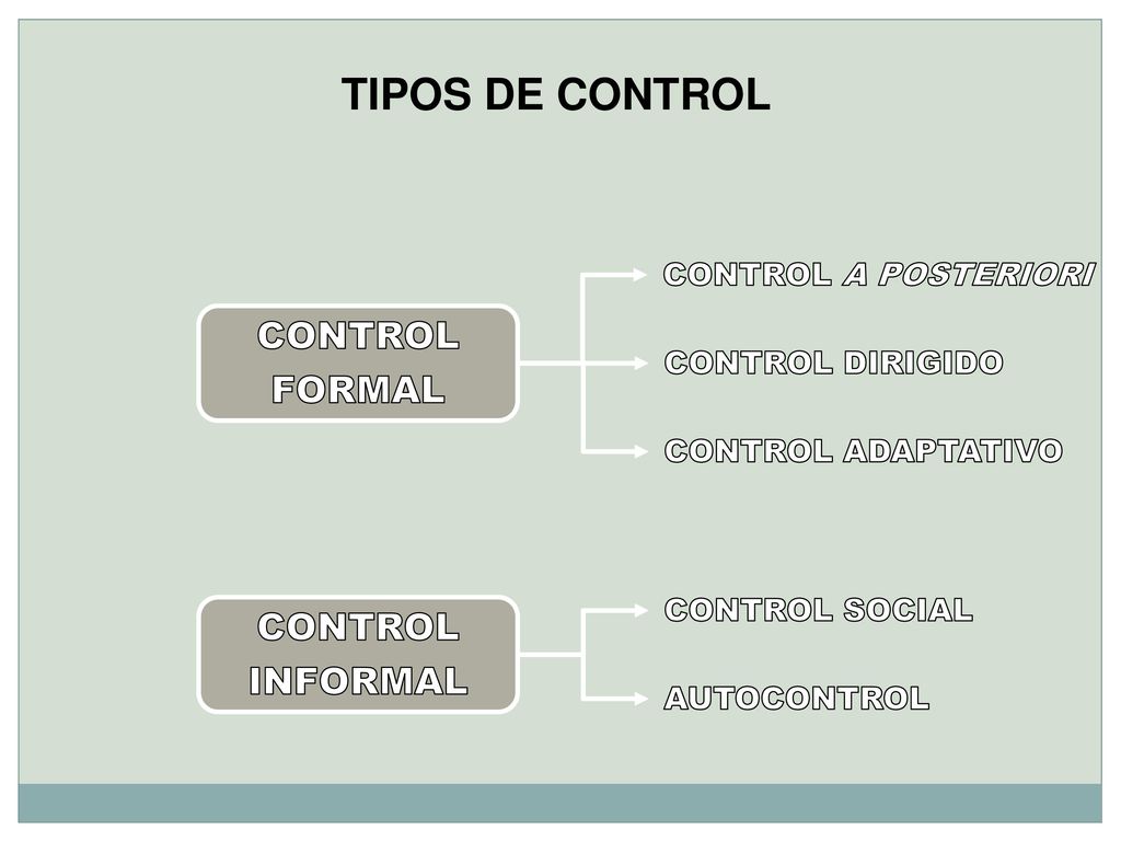 TIPOS DE CONTROL CONTROL FORMAL CONTROL INFORMAL CONTROL A POSTERIORI