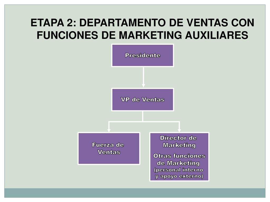 ETAPA 2: DEPARTAMENTO DE VENTAS CON FUNCIONES DE MARKETING AUXILIARES